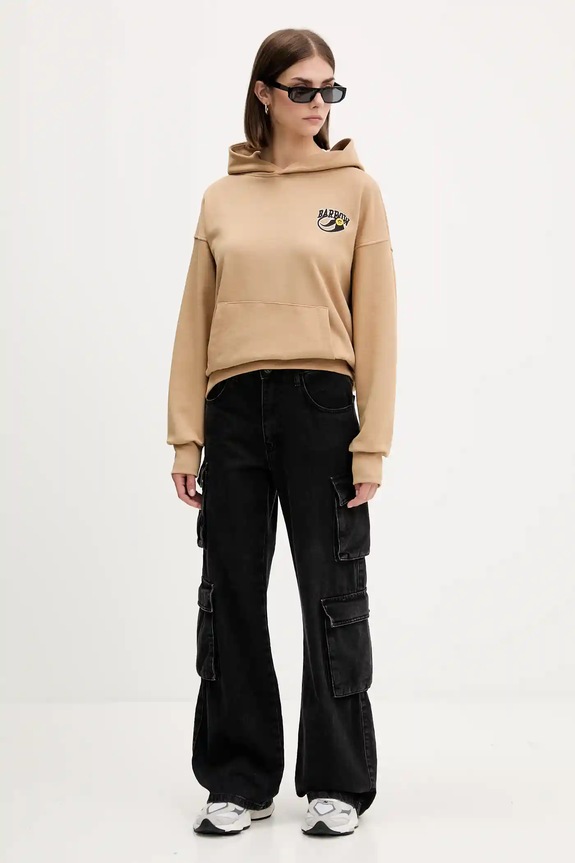 Βαμβακερή μπλούζα Barrow F5BWUAHS051 μπεζ