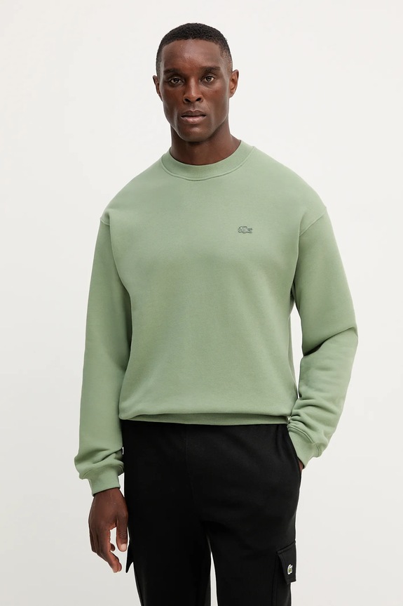 Памучен суичър Lacoste SH7745 зелен AW25