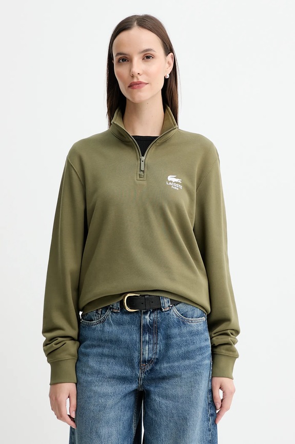 Pamučna dukserica Lacoste SH2735 zelena SS26