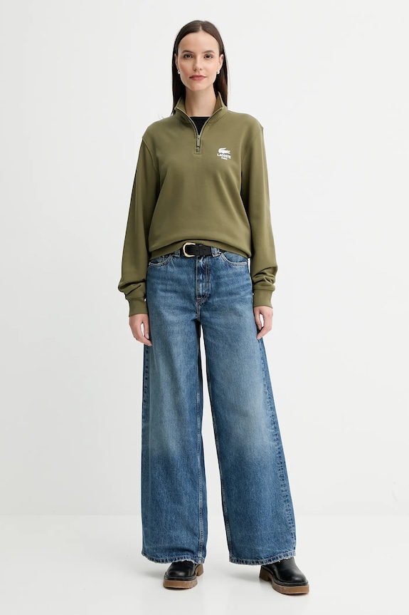 Pamučna dukserica Lacoste zelena SH2735