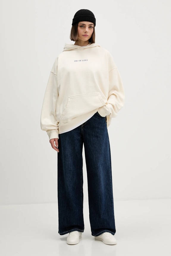 Pamučna dukserica Kaotiko AR057.01.G002 bež