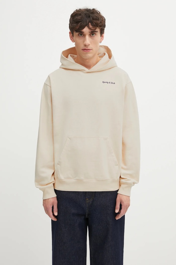 Бавовняна кофта Sporty & Rich Eden Crest Embroidered з капюшоном бежевий ST07060666CR01