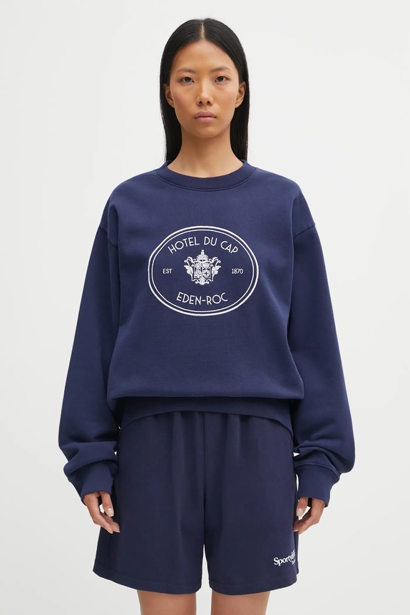 Sporty & Rich felpa in cotone Eden Crest Embroidered ST07160621BL106 blu navy AW25