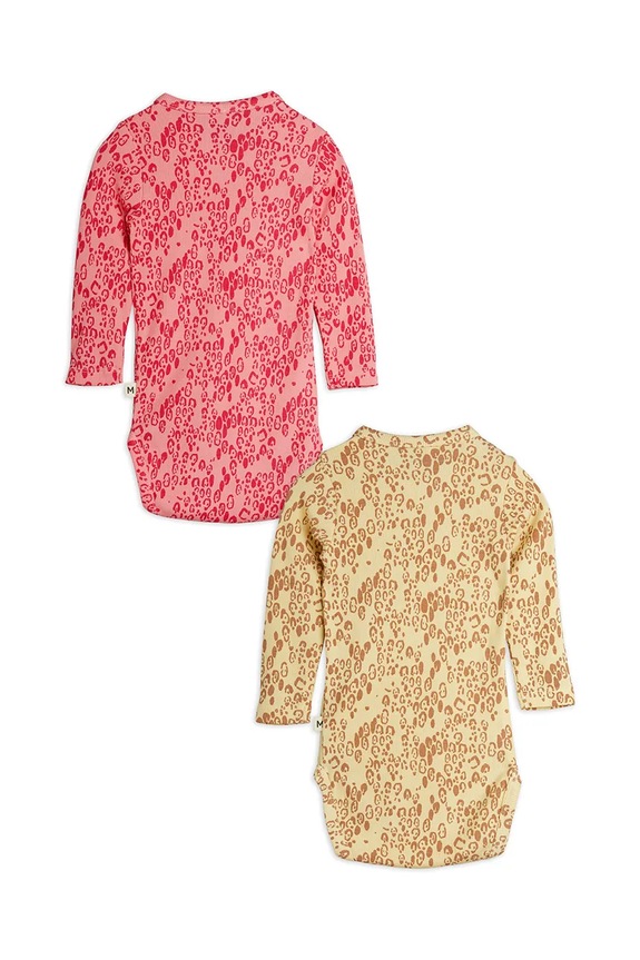 Mini Rodini body niemowlęce Mini leopard 2-pack 1100029700 różowy AW25
