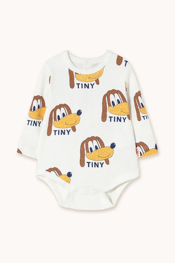Pamučni bodi za bebe Tinycottons DOGS RIB BODY Proizvod za bebe bijela AW25.243