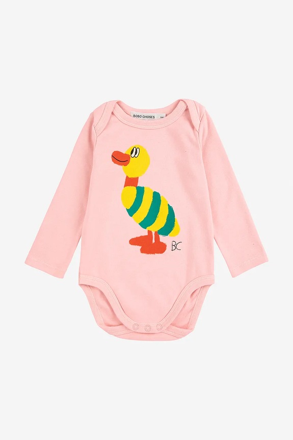 Bobo Choses body niemowlęce Stripped Duck 225AB030 różowy AW25