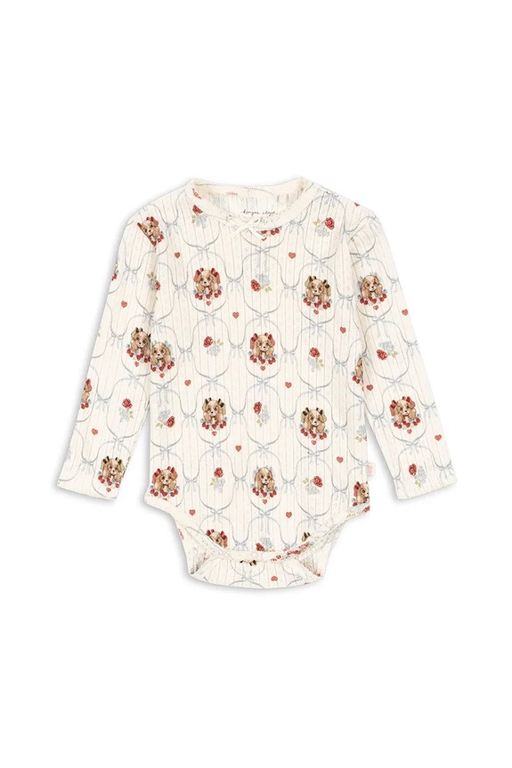 Konges Sløjd body din bumbac pentru bebeluși MINNIE BODY GOTS Produs pentru bebe bej KS103916.9BYA