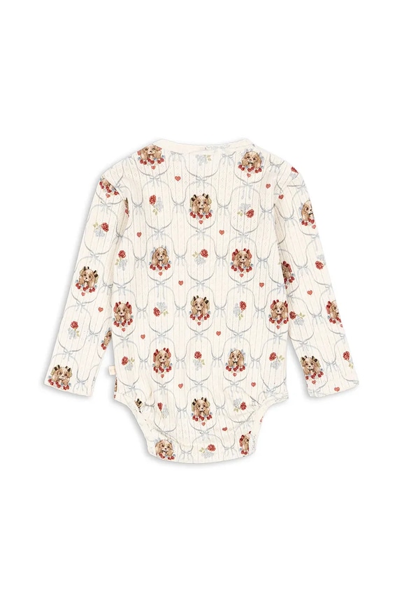 Konges Sløjd body din bumbac pentru bebeluși MINNIE BODY GOTS KS103916.9BYA bej AW25