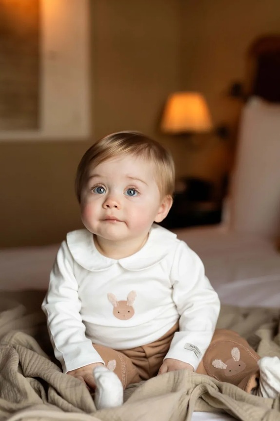 Pamučni bodi za bebe Donsje Davo Bodysuit Fluffy Bunny Proizvod za bebe bijela 3030109