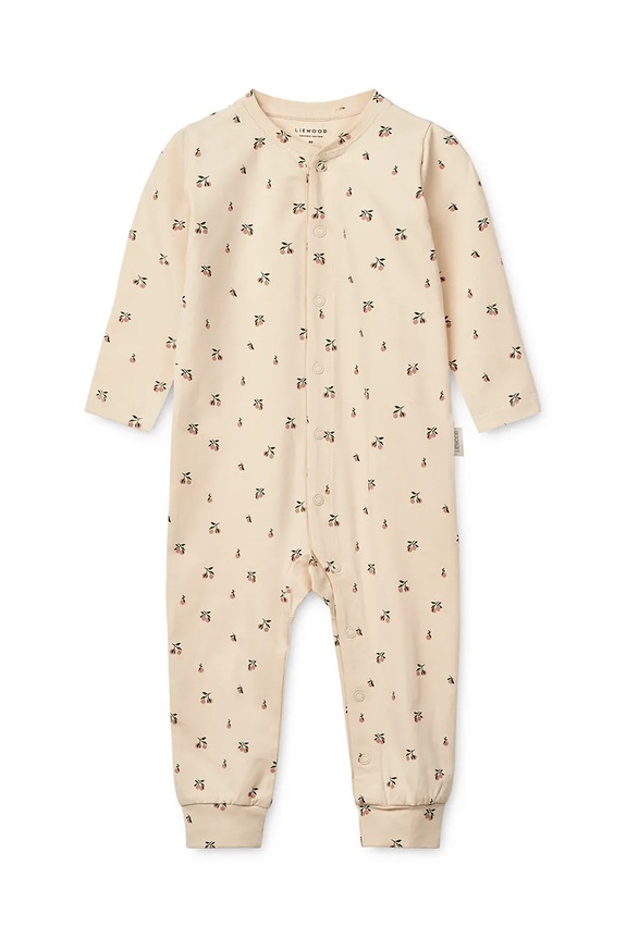 Liewood pajacyk niemowlęcy Birk Printed Pyjamas Jumpsuit LW20360.9BYA beżowy AW25