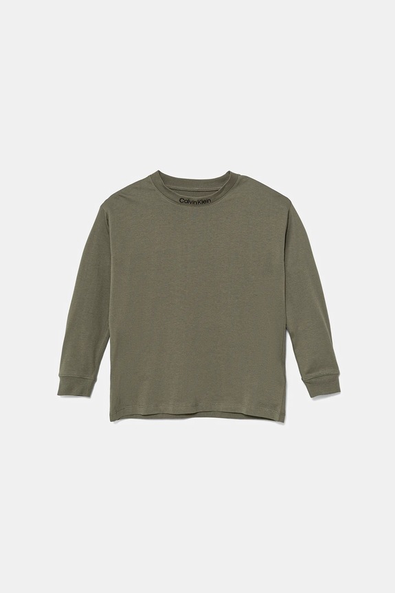 Βαμβακερή μπλούζα με μακριά μανίκια Calvin Klein Jeans IB0IB02354.9BYA πράσινο AW25