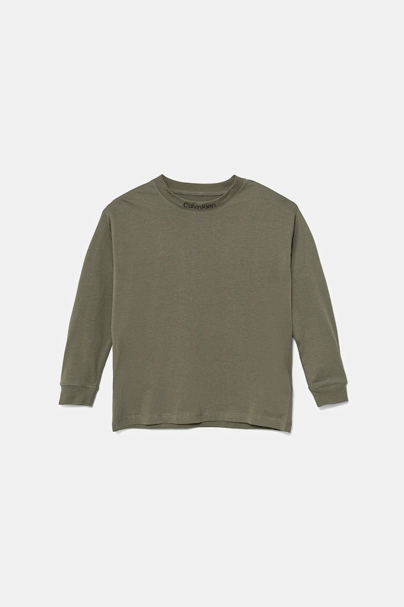 Βαμβακερή μπλούζα με μακριά μανίκια Calvin Klein Jeans IB0IB02354.9BYA πράσινο AW25