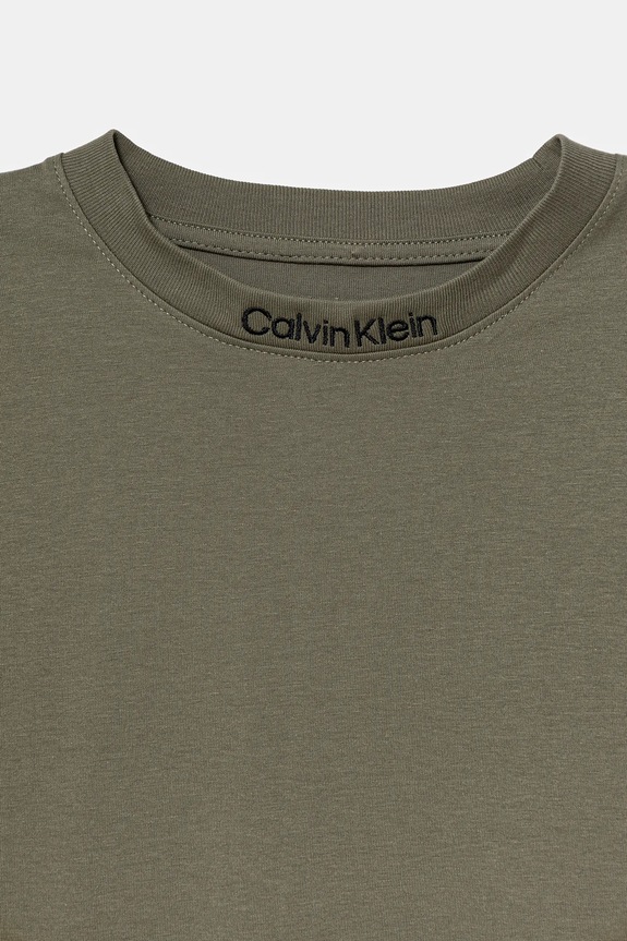 Βαμβακερή μπλούζα με μακριά μανίκια Calvin Klein Jeans πράσινο IB0IB02354.9BYA