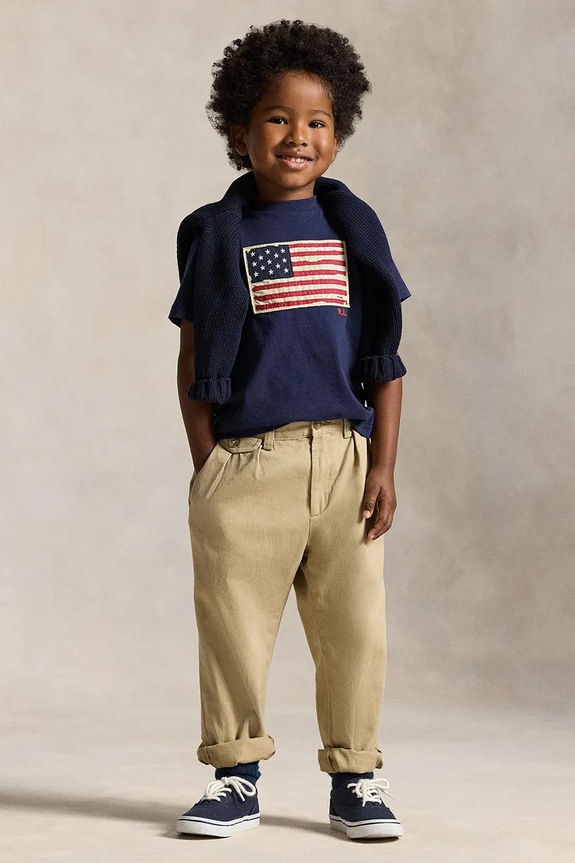 Dječja pamučna majica kratkih rukava Polo Ralph Lauren mornarsko plava 322843794001