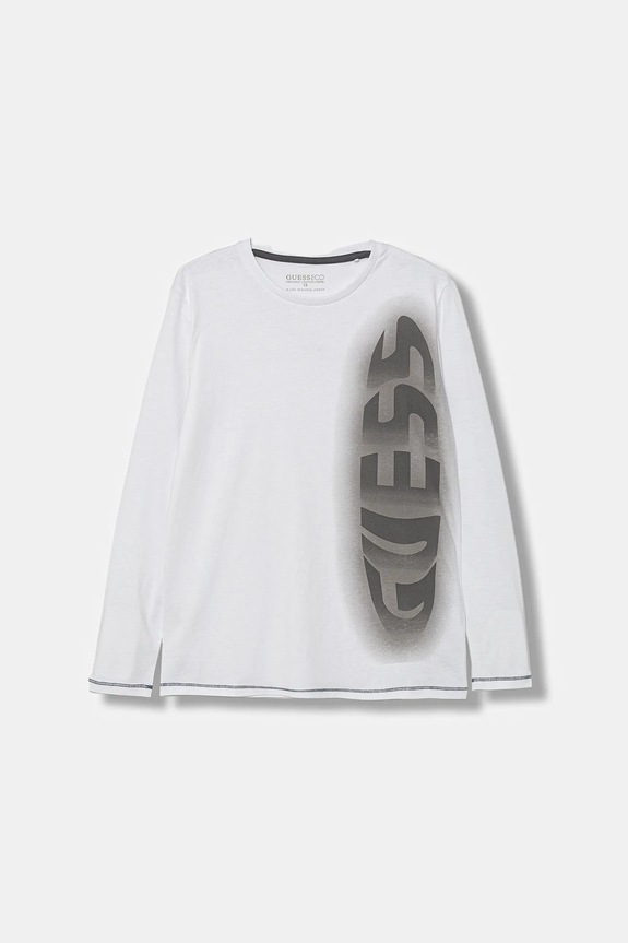 Guess longsleeve bawełniany dziecięcy nadruk biały L5YI02.K8HM4.9BYA