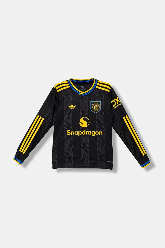Detské tričko s dlhým rukávom adidas Performance Manchester United nášivka čierna KD4230
