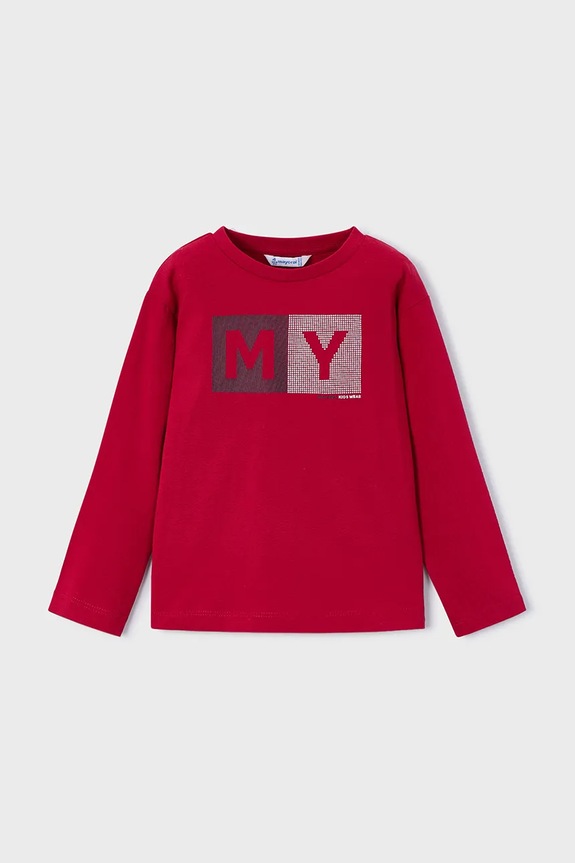Mayoral longsleeve bawełniany nadruk czerwony 173.5C.Mini.9BYA