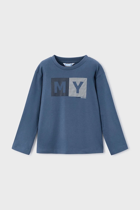 Хлопковый лонгслив Mayoral 173.5C.Mini.9BYA голубой AW25