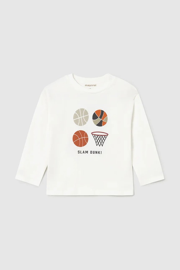 Mayoral longsleeve bawełniany okrągły biały 2060.3A.Baby.9BYA