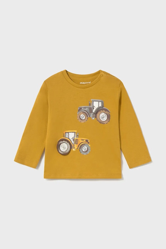 Mayoral longsleeve bawełniany dziecięcy okrągły żółty 2069.3D.Baby.9BYA