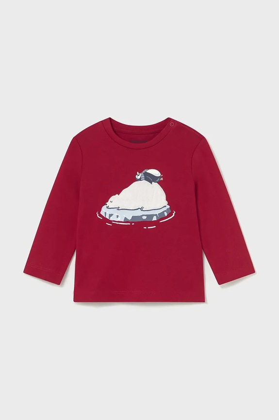 Mayoral longsleeve bawełniany dziecięcy 2071.3E.Baby.9BYA czerwony AW25