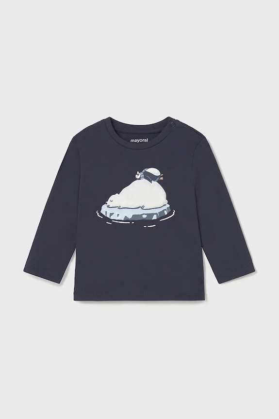 Mayoral longsleeve din bumbac pentru copii print bleumarin 2071.3E.Baby.9BYA