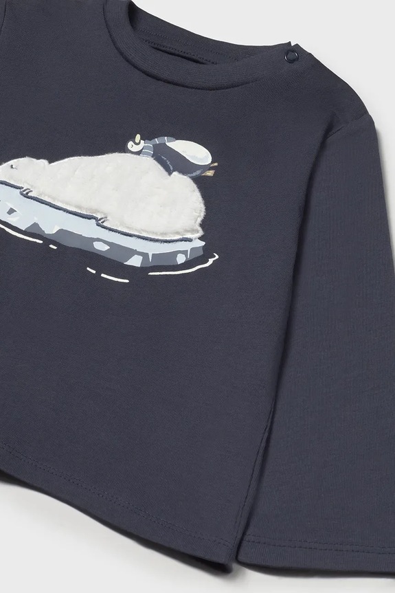 Băieți Mayoral longsleeve din bumbac pentru copii 2071.3E.Baby.9BYA bleumarin