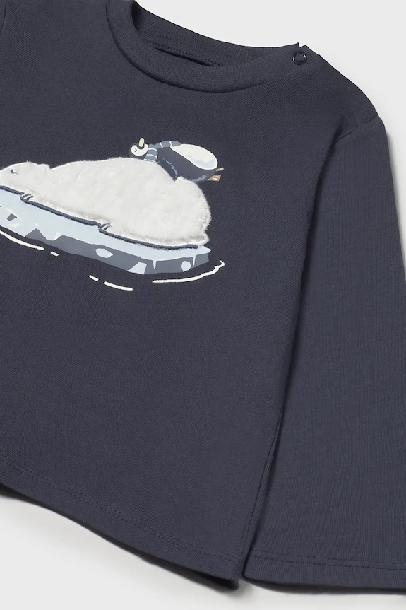 Băieți Mayoral longsleeve din bumbac pentru copii 2071.3E.Baby.9BYA bleumarin