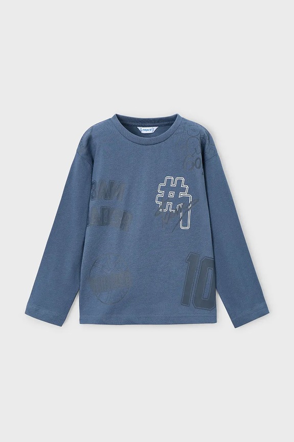 Mayoral longsleeve bawełniany okrągły niebieski 4074.5A.Mini.9BYA