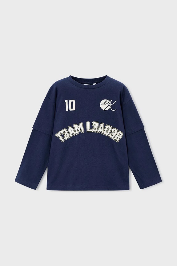 Mayoral longsleeve bawełniany okrągły niebieski 4075.5A.Mini.9BYA