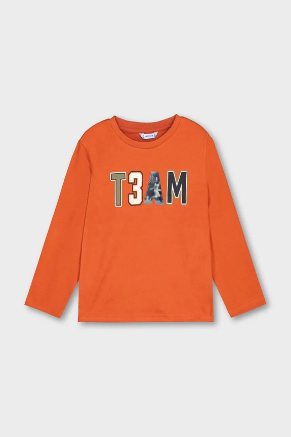 Mayoral longsleeve bawełniany okrągły pomarańczowy 4077.5A.Mini.9BYA