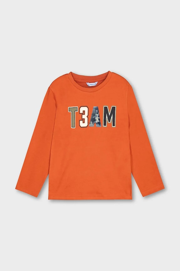 Mayoral longsleeve bawełniany okrągły pomarańczowy 4077.5A.Mini.9BYA