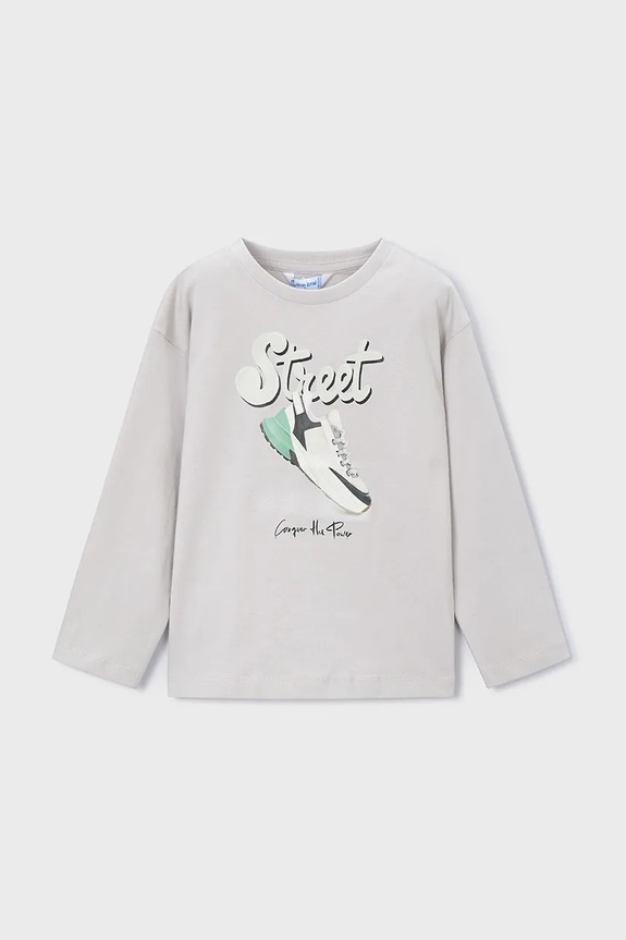 Mayoral longsleeve bawełniany okrągły szary 4079.5B.Mini.9BYA