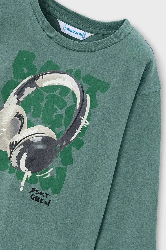 Αγορίστικα Βαμβακερή μπλούζα με μακριά μανίκια Mayoral 4080.5B.Mini.9BYA πράσινο