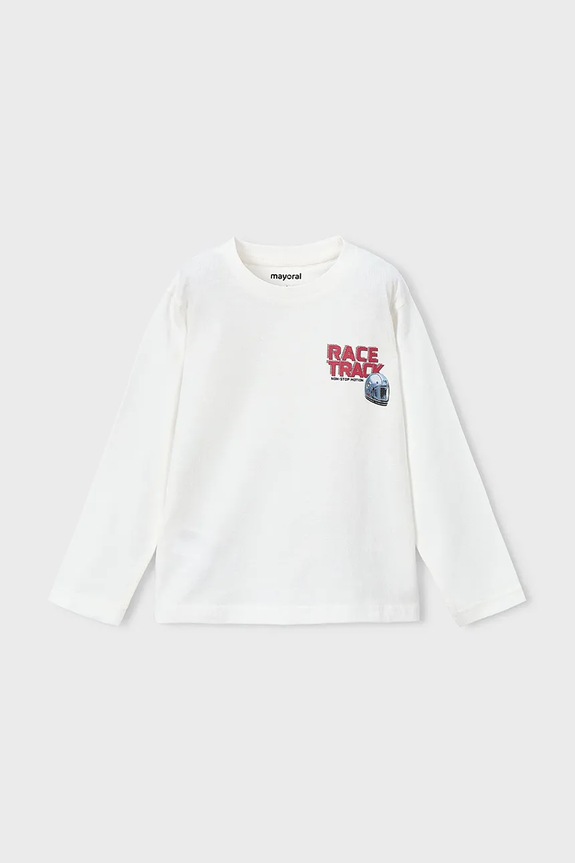 Mayoral longsleeve din bumbac pentru copii print bej 4084.5D.Mini.9BYA