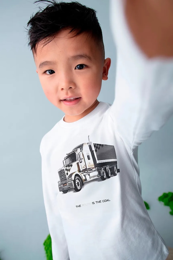 Mayoral longsleeve bawełniany dziecięcy nadruk beżowy 4085.5D.Mini.9BYA