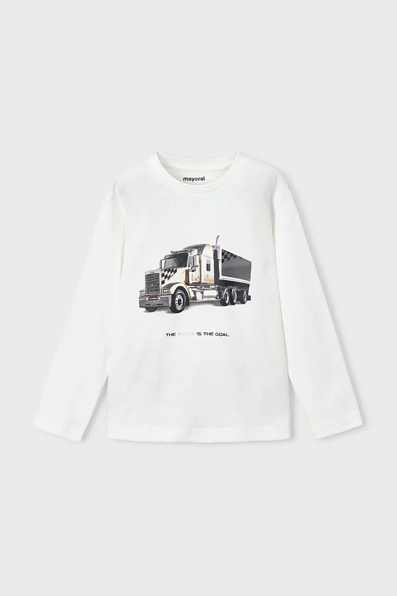 Mayoral longsleeve bawełniany dziecięcy 4085.5D.Mini.9BYA beżowy AW25