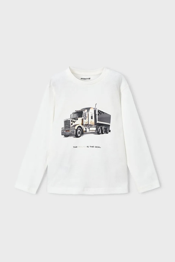 Mayoral longsleeve bawełniany dziecięcy 4085.5D.Mini.9BYA beżowy AW25