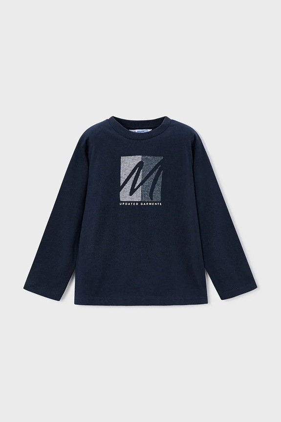 Mayoral longsleeve bawełniany dziecięcy nadruk granatowy 4086.5D.Mini.9BYA