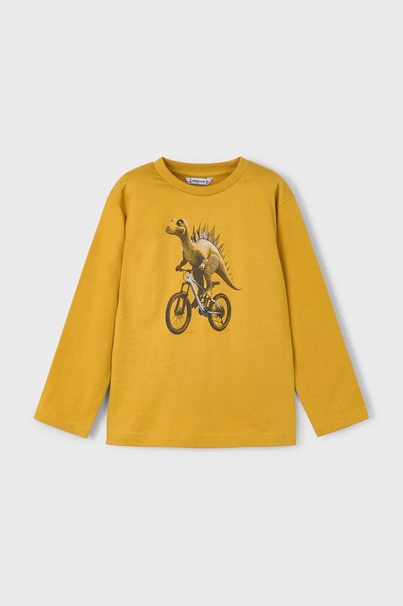 Mayoral longsleeve bawełniany dziecięcy 4087.5E.Mini.9BYA żółty AW25