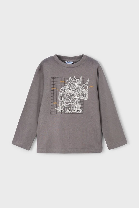 Mayoral longsleeve bawełniany dziecięcy 4088.5E.Mini.9BYA szary AW25