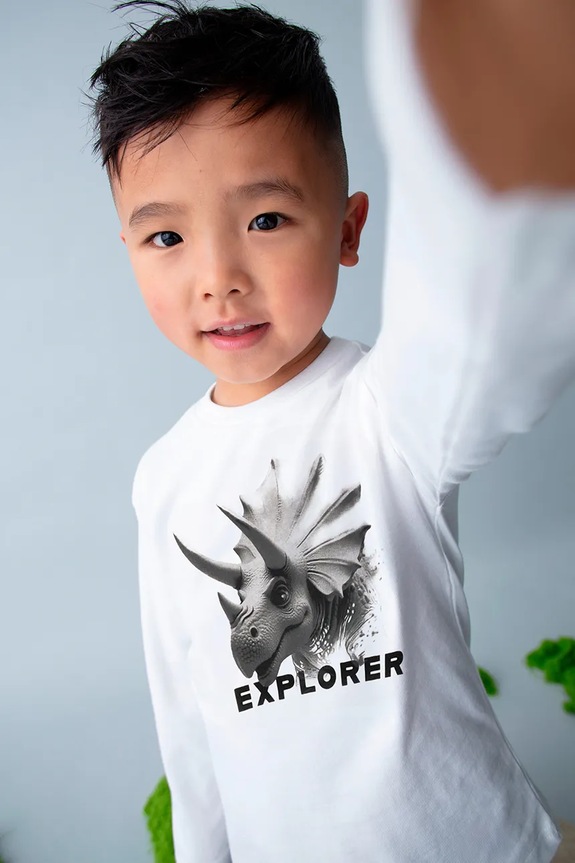 Mayoral longsleeve bawełniany nadruk beżowy 4090.5E.Mini.9BYA