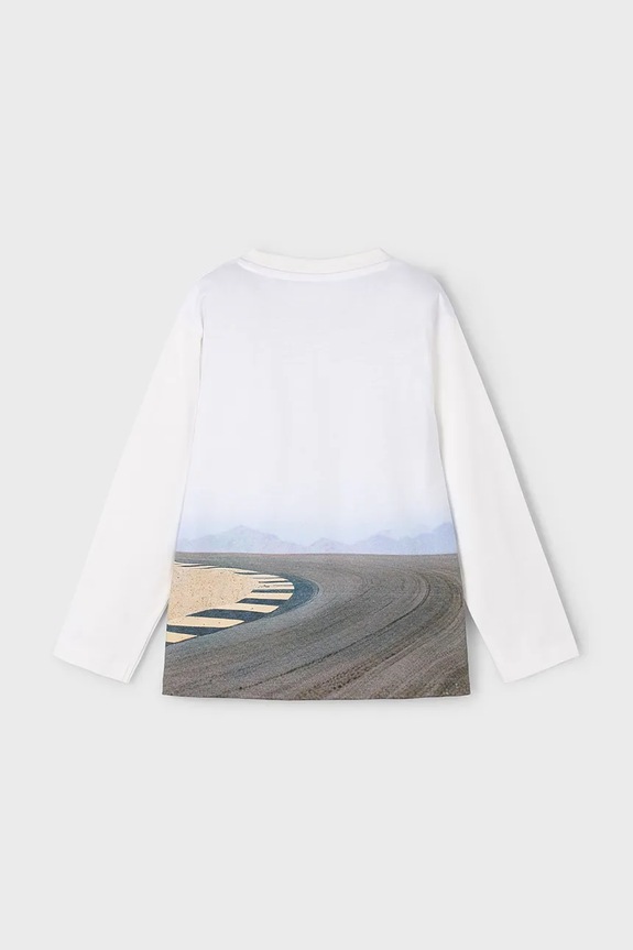 Băieți Mayoral longsleeve din bumbac pentru copii 4094.5G.Mini.9BYA alb