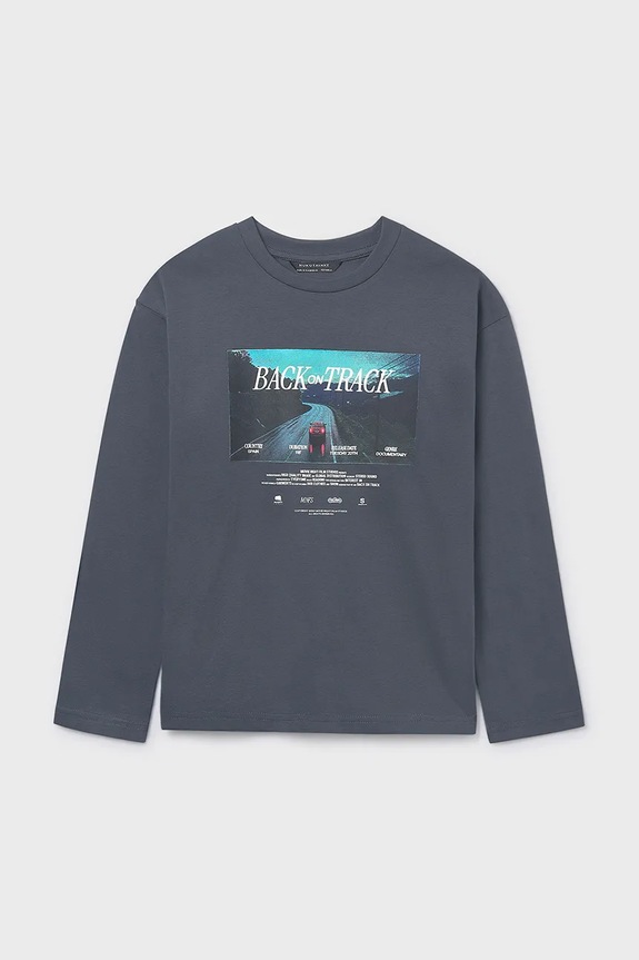 Βαμβακερή μπλούζα με μακριά μανίκια Mayoral στρογγυλό μπλε 7003.7A.Junior.9BYA