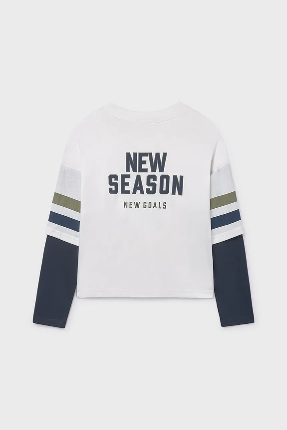 Βαμβακερή μπλούζα με μακριά μανίκια Mayoral 7004.7A.Junior.9BYA μπεζ AW25