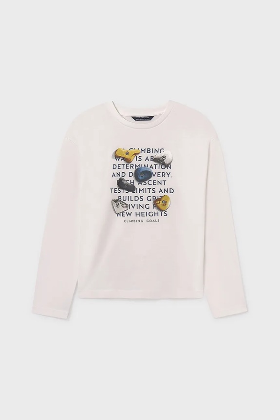 Mayoral longsleeve bawełniany 7006.7B.Junior.9BYA beżowy AW25