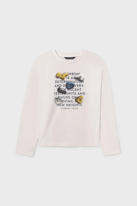 Mayoral longsleeve bawełniany 7006.7B.Junior.9BYA beżowy AW25