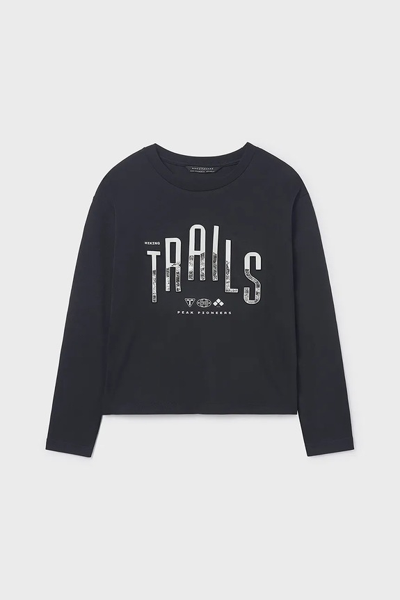 Mayoral longsleeve din bumbac pentru copii print negru 7007.7C.Junior.9BYA