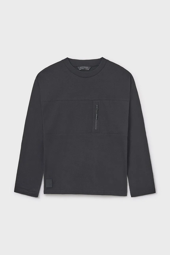 Mayoral longsleeve bawełniany okrągły czarny 7009.7C.Junior.9BYA