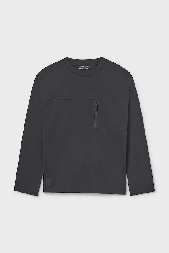 Mayoral longsleeve bawełniany okrągły czarny 7009.7C.Junior.9BYA